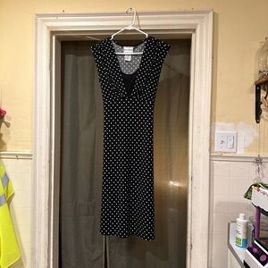 Karin Stevens Black and White Polka Dot Midi Dress